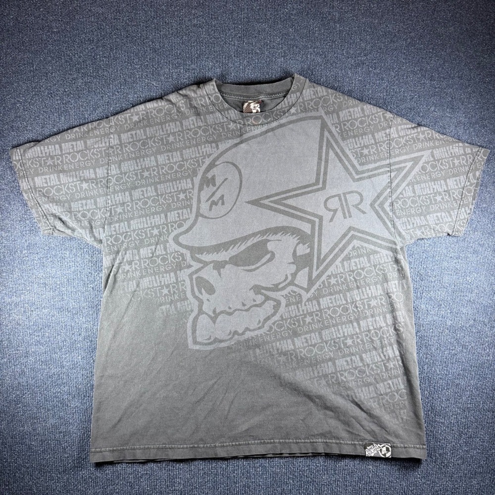 Metal Mulisha Rockstar Energy Graphic Tee Mens XXL 25in Pit Grey
